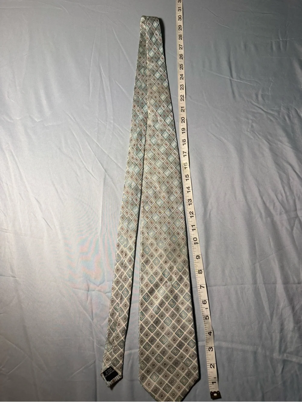 Stafford Men's Geometric Pattern Silk Tie in Light Blue and Gray
